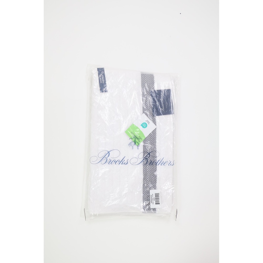 Brooks Brothers Hand Towel Herringbone 16x28 White Turkish Cotton Bathroom